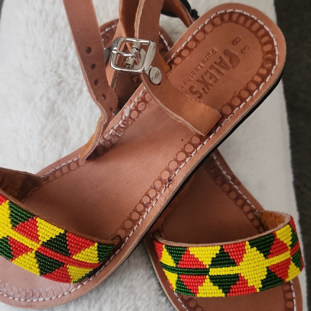 Women's Beaded Sandals - Multicolor